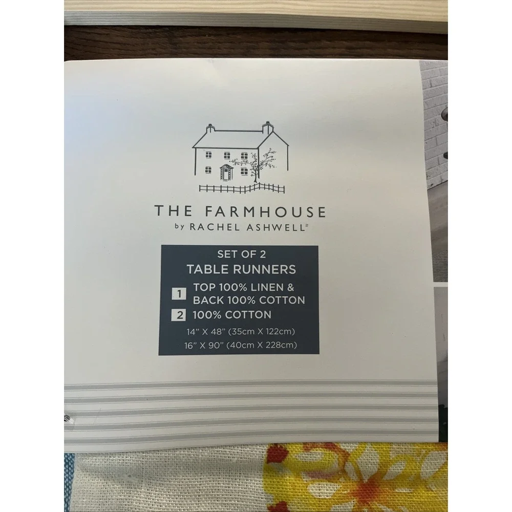 The Farmhouse by Rachel Ashwell Linen Table Runner Set of 2 Easter Eggs Spring